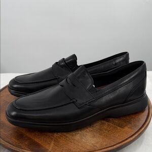 Rockport Shoes Mens 11 Black Leather Penny Loafer Slip On DresSports Comfort